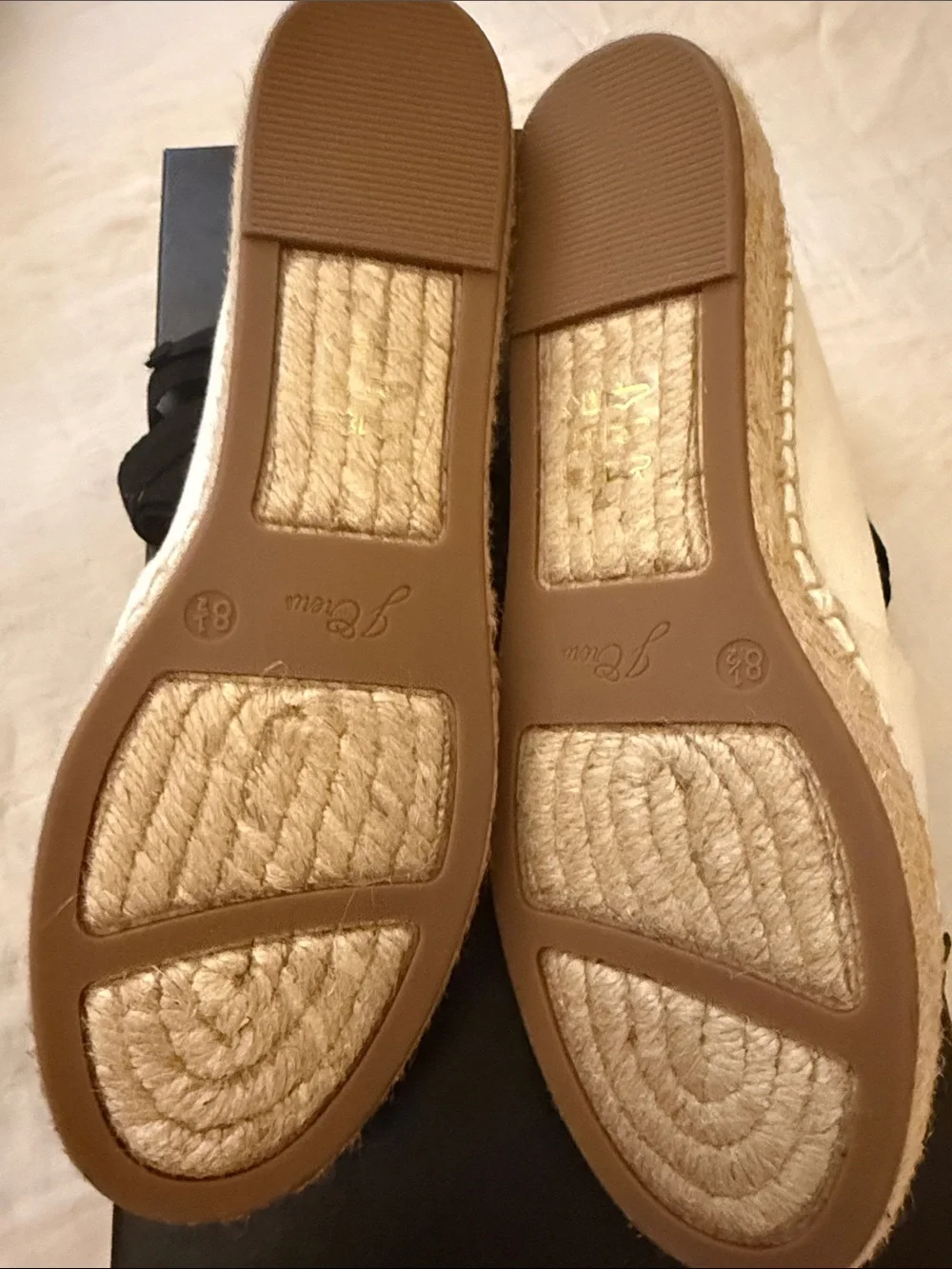 J. Crew NWT White Canvas and Black Toe Espadrille Slingbacks size 8.5